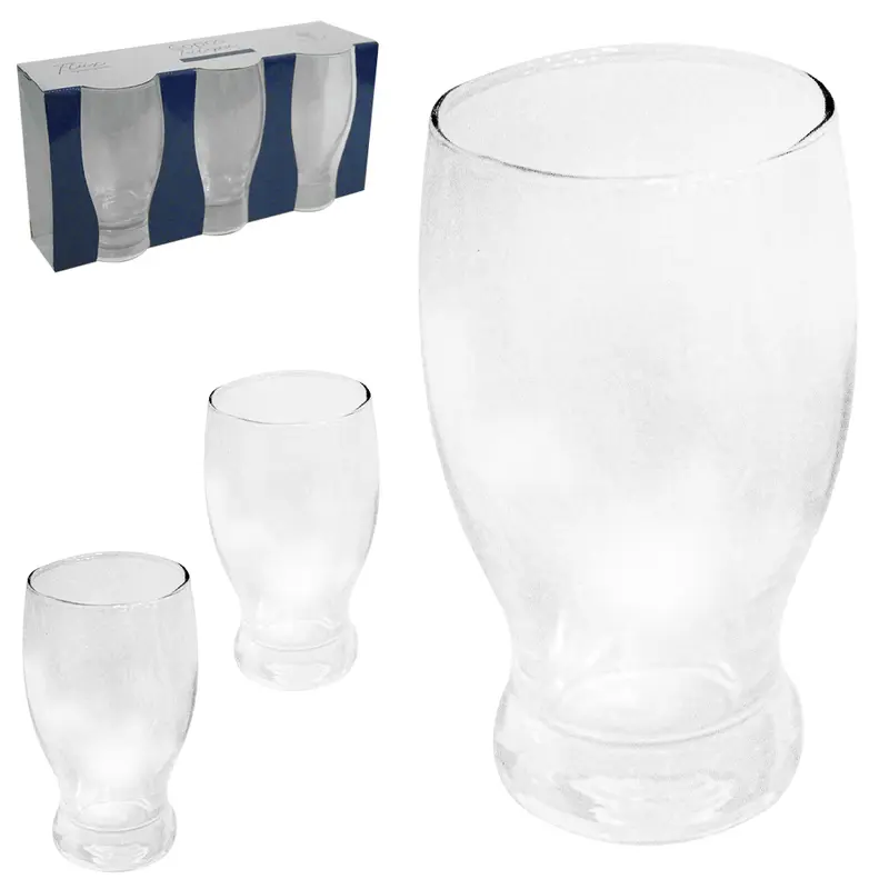 JOGO DE COPO DE VIDRO PARA CHOPP TULIPA COM 3 PECAS 240ML