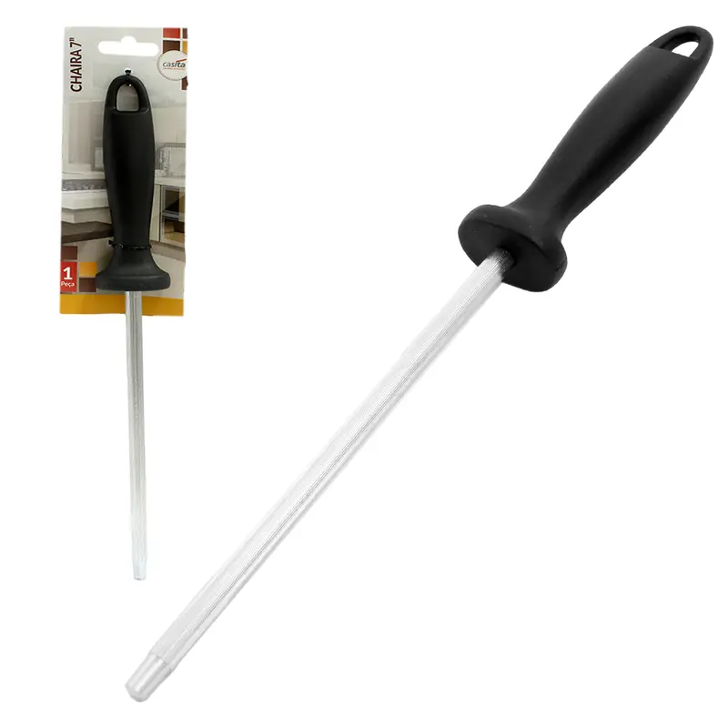 CHAIRA DE INOX CABO PLASTICO PRETO 7''