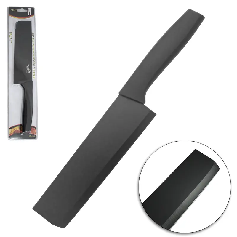 CUTELO FACA 7'' INOX CABO PLASTICO PRETO TOP CASA