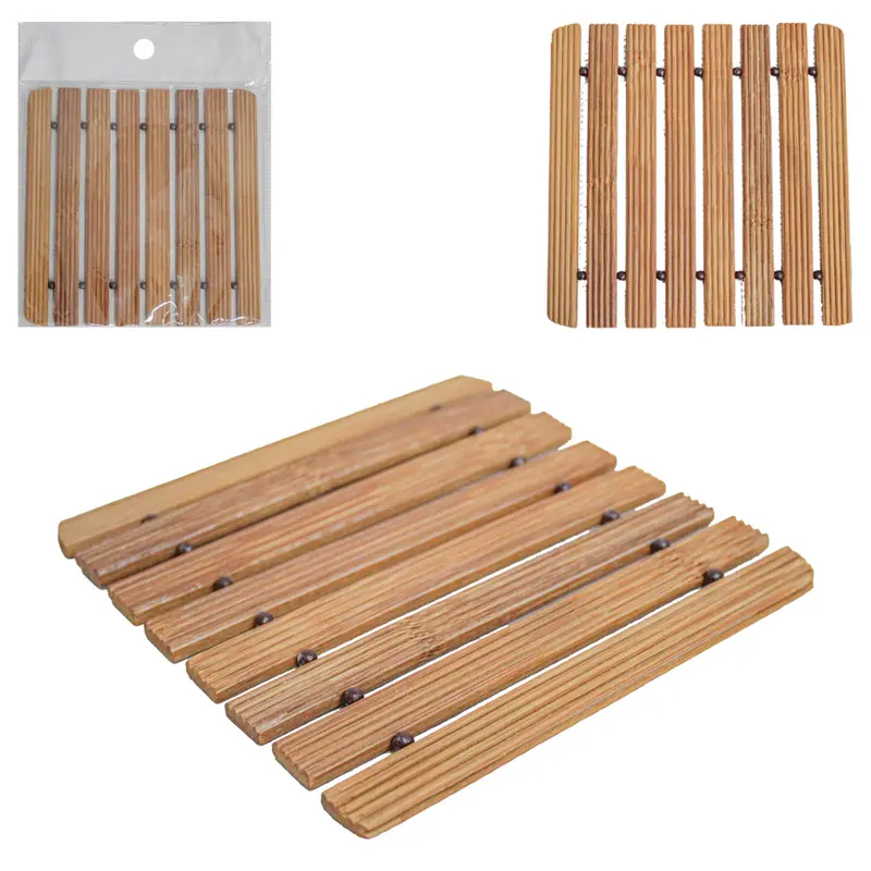 DESCANSO DE PANELA DE BAMBU QUADRADO 15CM