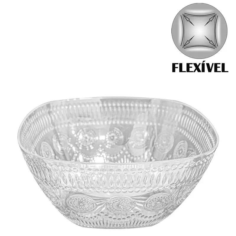 TIGELA SALADEIRA / FRUTEIRA DE PLASTICO PET FLEXIVEL QUADRADA 28,5X12CM