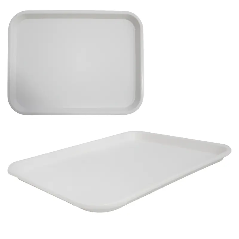 BANDEJA DE PLASTICO RETANGULAR BRANCO 35X27CM