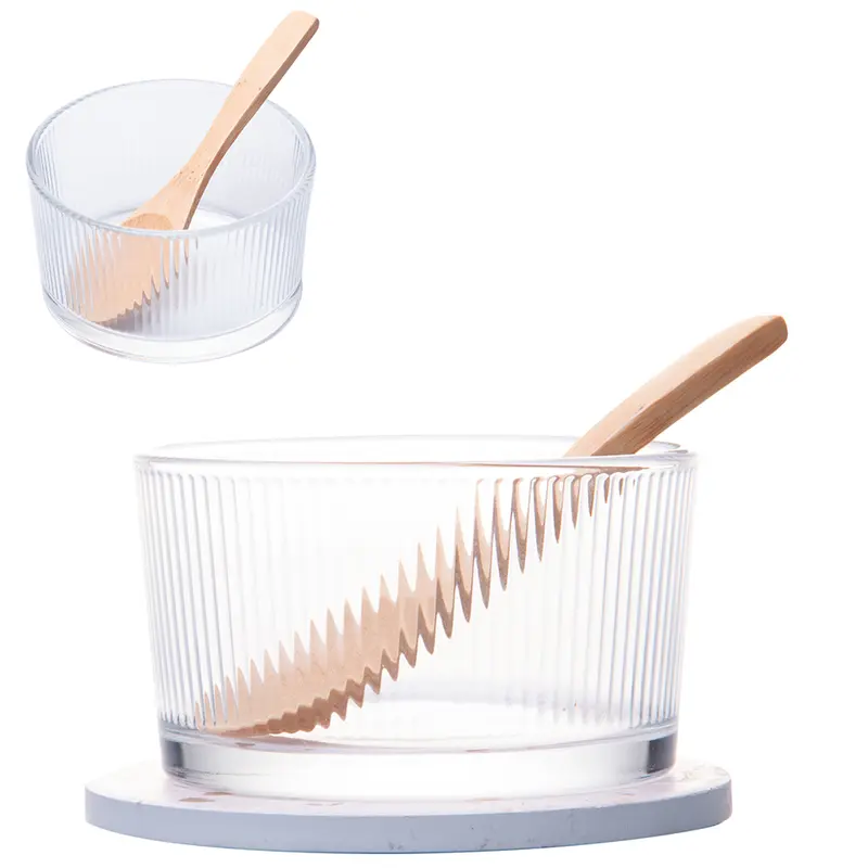 PETISQUEIRA DE VIDRO REDONDA COM COLHER DE BAMBU + SUPORTE DE PORCELANA TERRAZO