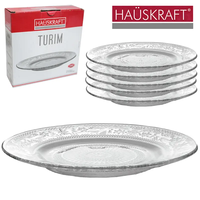 JOGO DE PRATO DE VIDRO PARA SOBREMESA TURIM HAUSKRAFT COM 6 PECAS 17,5CM DE Ø