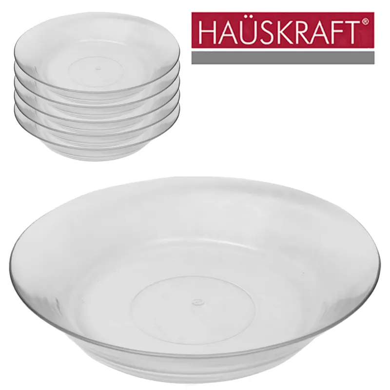 JOGO DE PRATO DE VIDRO FUNDO TRANSPARENTE HAUSKRAFT COM 6 PECAS 20CM DE Ø