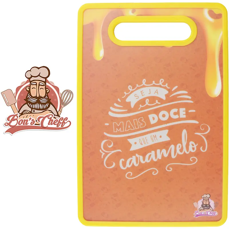 TABUA DE CORTE DE PLASTICO RETANGULAR CALDAS CARAMELO BONS CHEFF 30X20CM