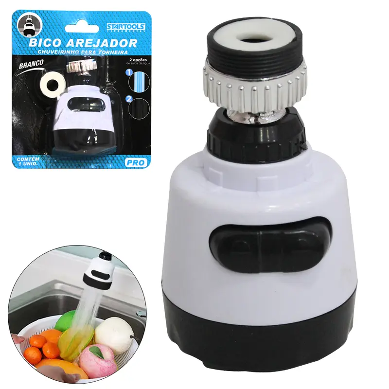 CHUVEIRINHO BICO AREJADOR PARA TORNEIRA BRANCO COM PRETO PRO 7,5X5,3CM