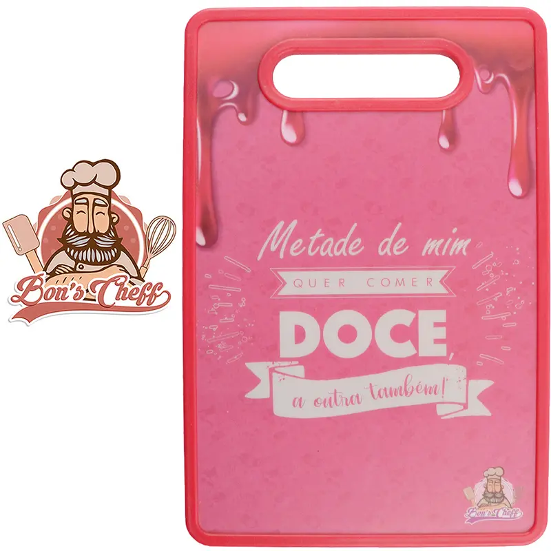 TABUA DE CORTE DE PLASTICO RETANGULAR CALDAS CEREJA BONS CHEFF 30X20CM