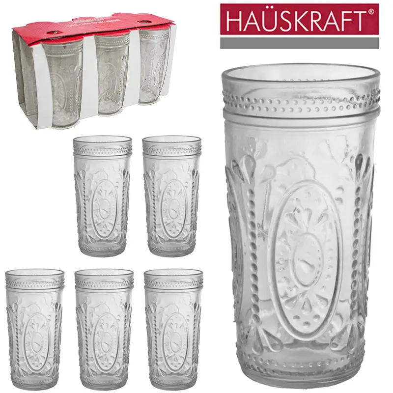 JOGO DE COPO DE VIDRO LONG DRINK AGADIR HAUSKRAFT COM 6 PECAS 240ML
