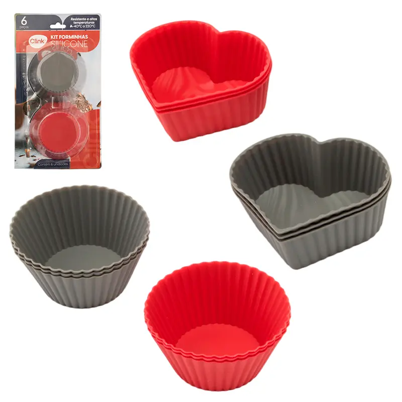 FORMA DE SILICONE SORTIDOS PARA CUPCAKE COM 6 PECAS