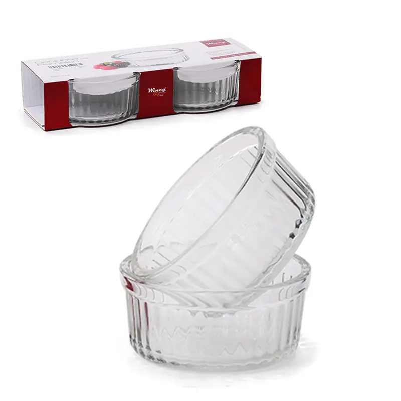 JOGO DE TIGELA DE VIDRO REDONDA PARA SOBREMESA RAMEQUIM COM 2 PECAS 220ML