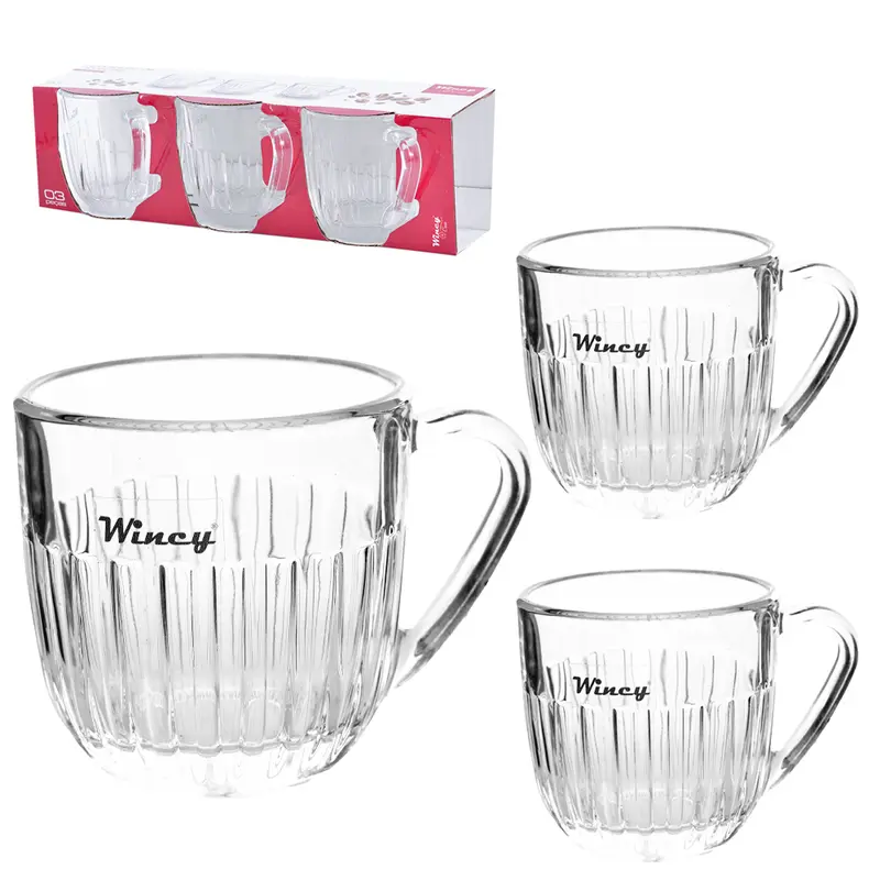 JOGO DE CANECA XICARA DE VIDRO PARA CAFE ATHENA COM 3 PECAS 90ML