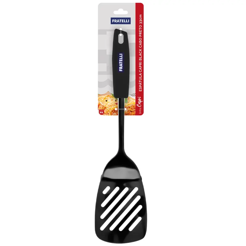 ESPATULA CAPRI BLACK INOX CABO PLASTICO PRETO 33CM