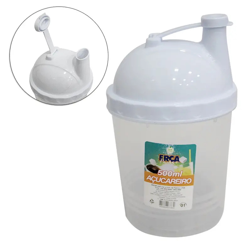 ACUCAREIRO / FARINHEIRA DE PLASTICO REDONDO COM TAMPA 500ML