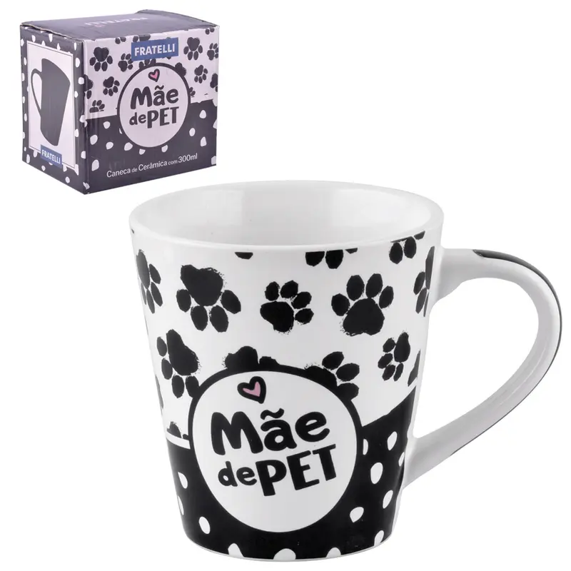 CANECA DE PORCELANA MAE DE PET 300ML