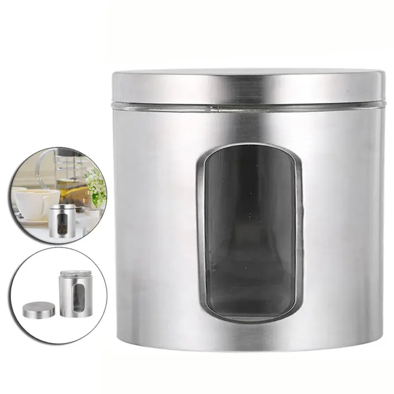 POTE DE VIDRO / INOX REDONDO PARA MANTIMENTOS COM VISOR + TAMPA DE ROSCA 557ML