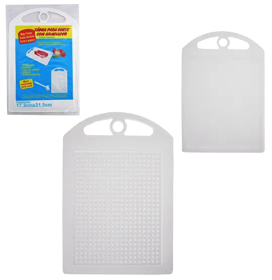 TABUA DE CORTE DE PLASTICO BRANCO BATE PRONTO 2 EM 1 21,5X17,3CM