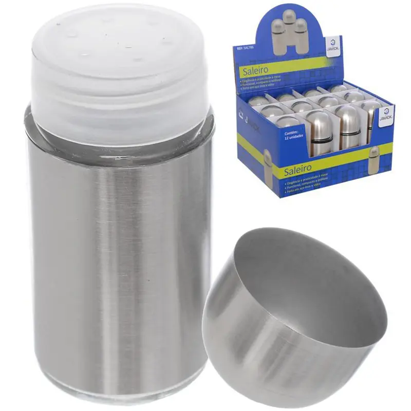 SALEIRO / PIMENTEIRO DE MESA DE VIDRO / INOX 60ML