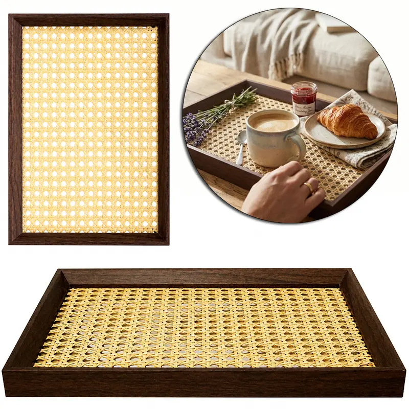 BANDEJA DE MADEIRA MDF COM ESPELHO RETANGULAR 32X22CM