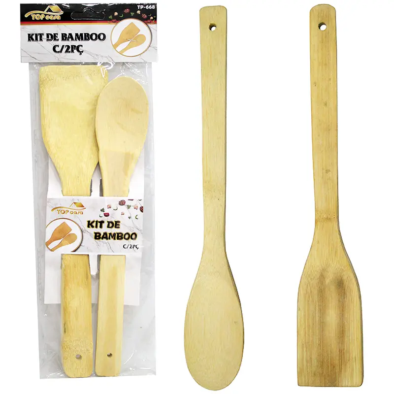 KIT COM COLHER + ESPATULA DE BAMBU TOP CASA 2 PECAS
