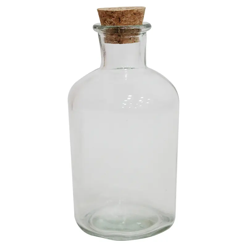FRASCO DECORATIVO DE VIDRO COM TAMPA ROLHA CORTICA 260ML