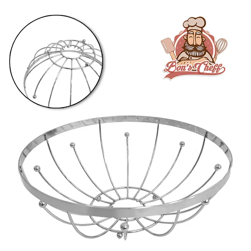 CESTA FRUTEIRA DE MESA ARAMADO REDONDA COM ESFERA 9,5X24CM DE Ø BONS CHEFF
