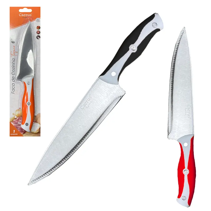 FACA DE CARNE / PEIXEIRA 6'' DE INOX CABO EMBORRACHADO TOQUIO