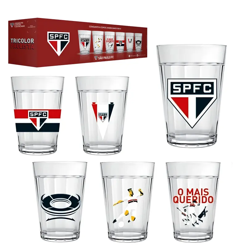 JOGO DE COPO AMERICANO DE VIDRO SAO PAULO COM 6 PECAS 190ML
