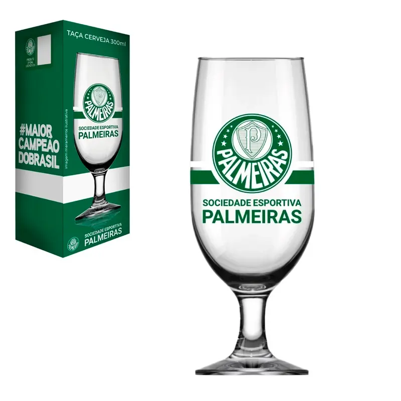 TACA DE VIDRO FLORIPA PALMEIRAS PARA CERVEJA 300ML