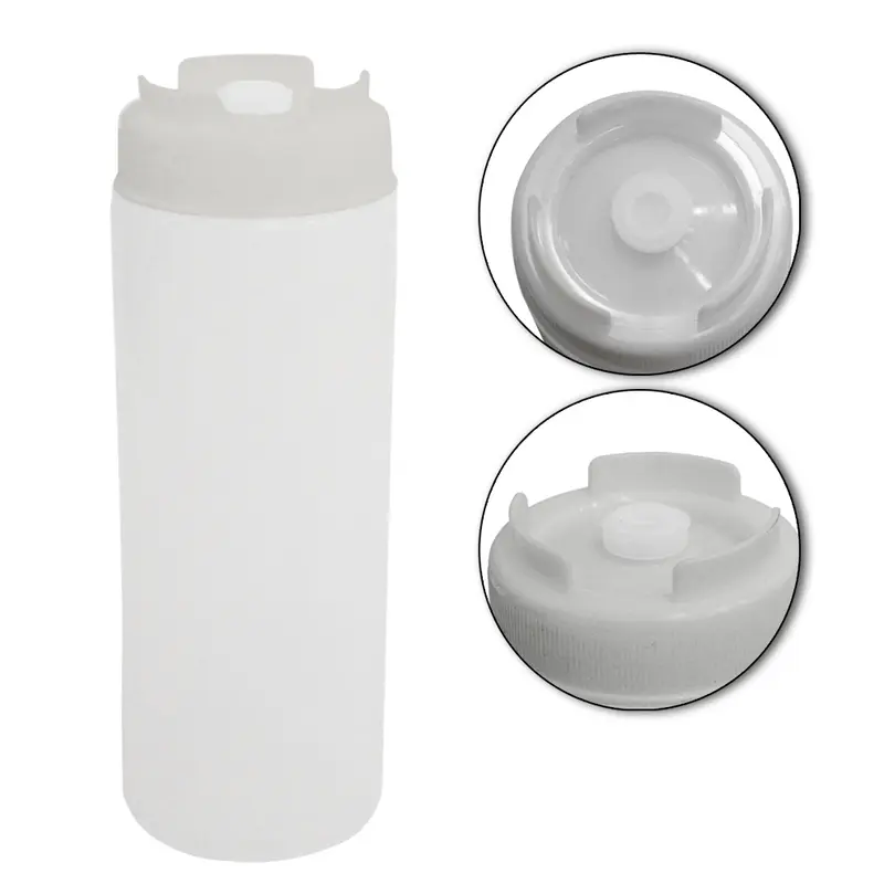 BISNAGA DOSADORA DE PLASTICO PROFISSIONAL LISA COM TAMPA BRANCA 600ML