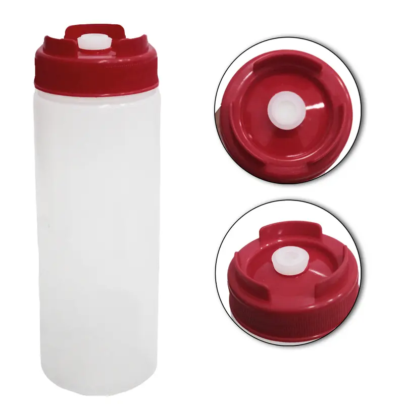BISNAGA DOSADORA DE PLASTICO PROFISSIONAL LISA COM TAMPA VERMELHA 600ML