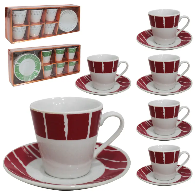 JOGO DE XICARA DE PORCELANA COM PIRES PARA CAFE 12 PECAS 70ML