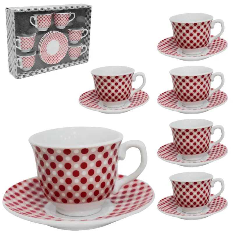 JOGO DE XICARA DE PORCELANA COM PIRES PARA CAFE 12 PECAS 70ML