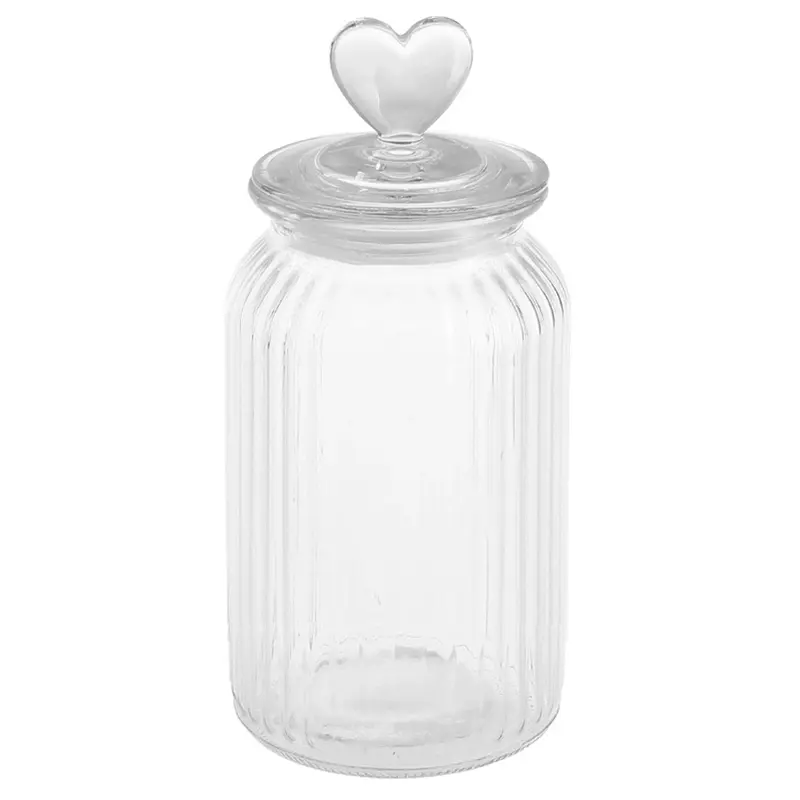 POTE DE VIDRO REDONDO COM TAMPA HERMETICA CORACAO DE VIDRO 1250ML