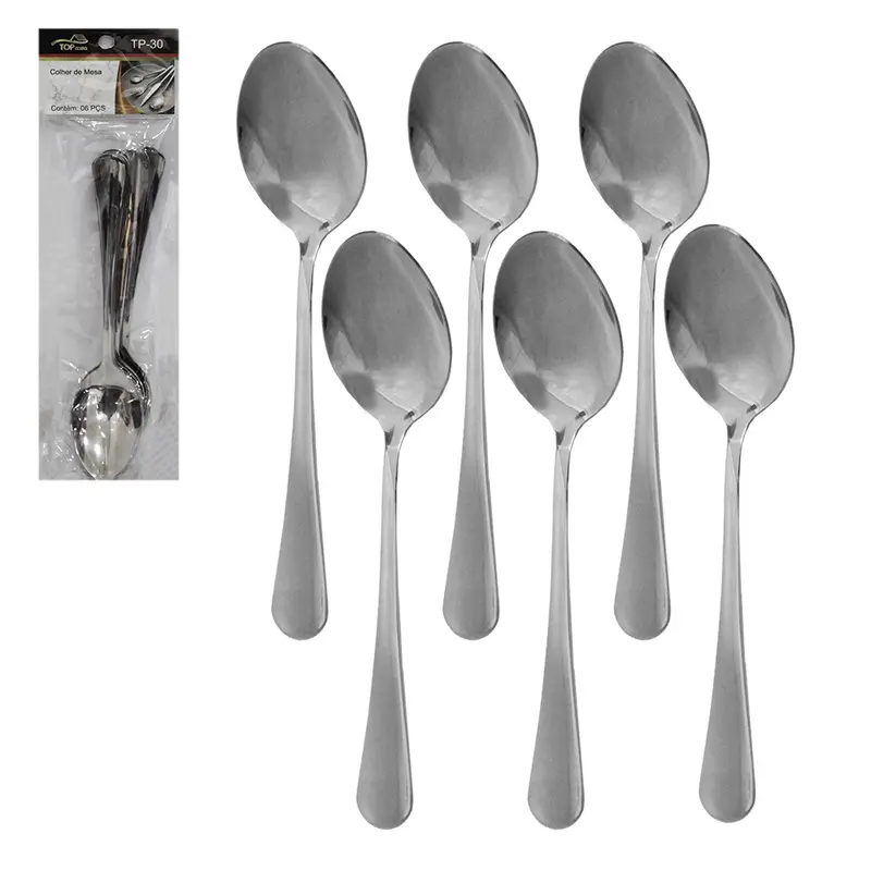 COLHER DE MESA DE INOX TOP CASA COM 6 PECAS 20,5CM