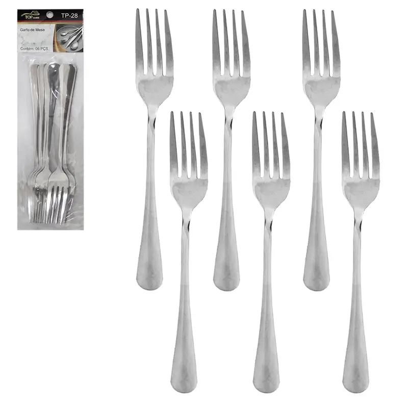 GARFO DE MESA DE INOX TOP CASA COM 6 PECAS 20,5CM