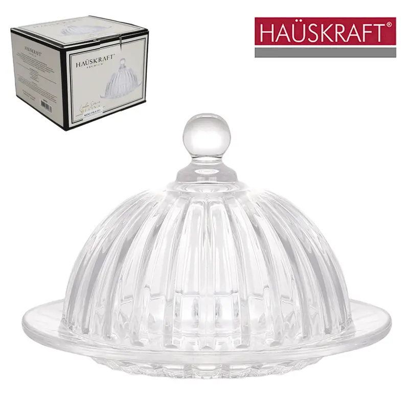 MINI PRATO MANTEIGUEIRA DE VIDRO REDONDA LINHA SERVIR MELINA HAUSKRAFT PREMIUM 9,5X14CM DE Ø