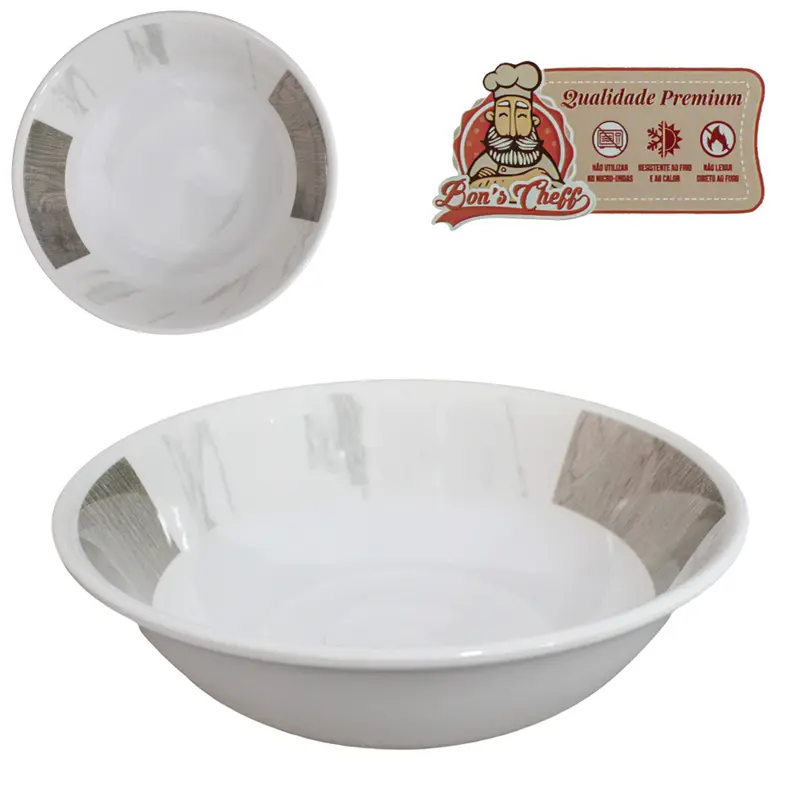 TIGELA DE MELAMINA REDONDA GOURMET MARMORIZADA 600ML 6,5X17,5CM DE Ø BONS CHEFF