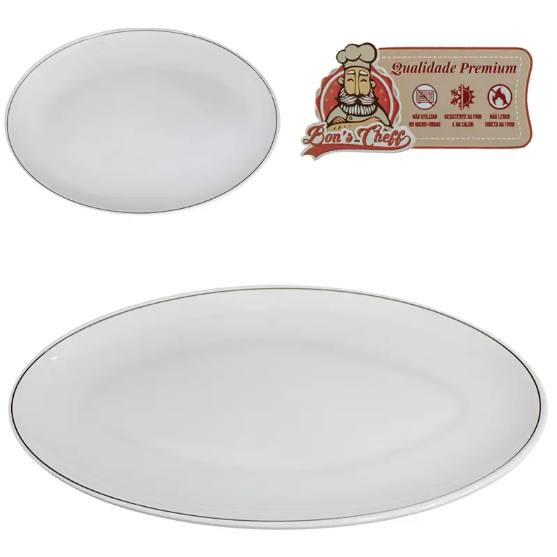 TRAVESSA DE MELAMINA OVAL GOURMET BRANCO LINE 33,5X25CM BONS CHEFF