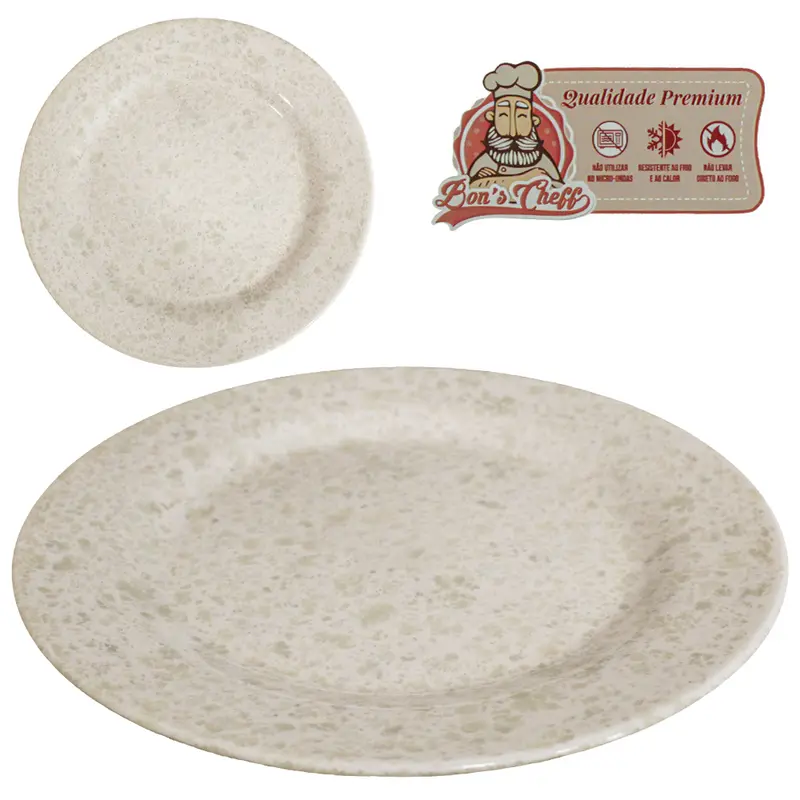PRATO DE MELAMINA FUNDO GOURMET GRANITO 25CM DE Ø BONS CHEFF