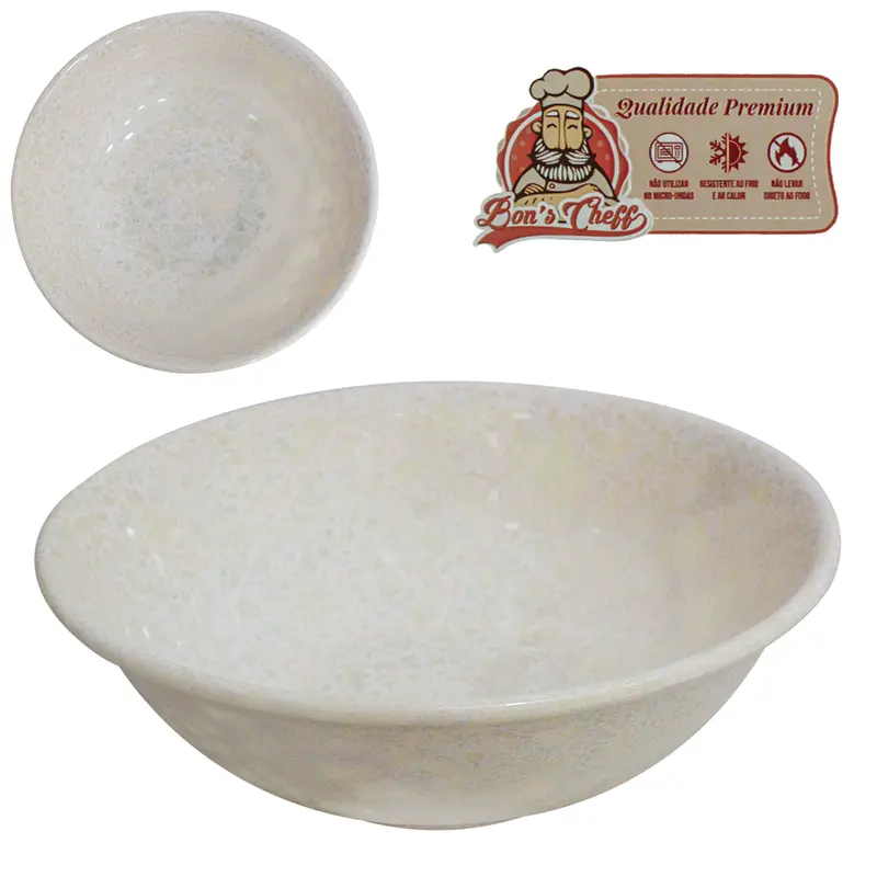 TIGELA DE MELAMINA REDONDA GOURMET GRANITO 980ML 6,5X20CM DE Ø BONS CHEFF