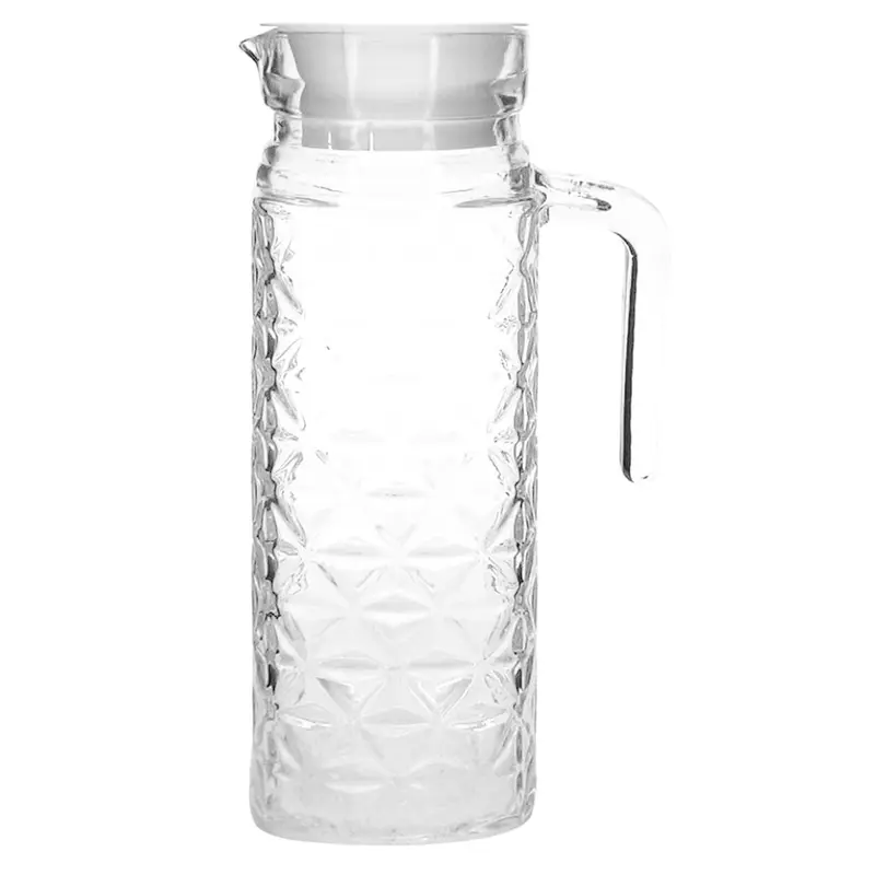 JARRA DE VIDRO CRAQUELADA COM TAMPA DE PLASTICO 1000ML