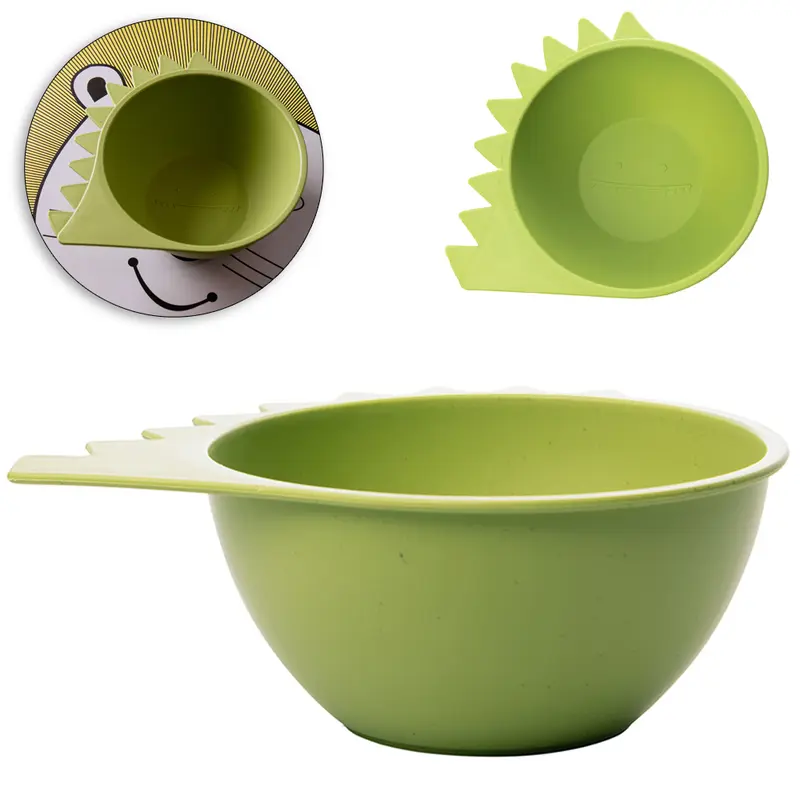TIGELA CUMBUCA DE BAMBU ECOLOGICO BABY DINO VERDE 600ML 17,5X15X6CM