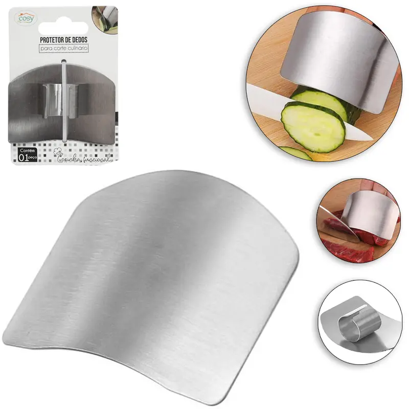 ANEL PROTETOR DE DEDOS DE INOX PARA CORTAR ALIMENTOS 6,2X4,5CM NA CARTELA