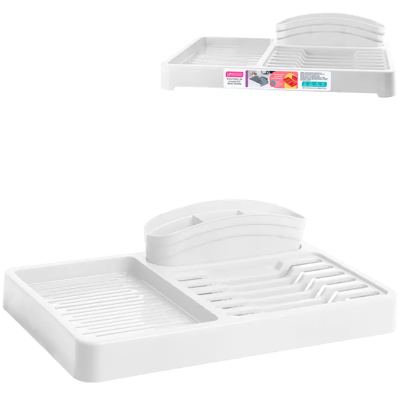 ESCORREDOR SECADOR DE PRATOS / COPOS / TALHER DE PLASTICO BASIC MIDDLE BRANCO 42X26X12CM