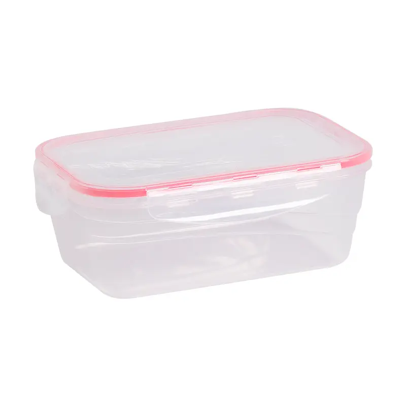 POTE DE PLASTICO RETANGULAR COM TAMPA HERMETICA E TRAVA VERMELHO 500ML 15X10,5X5,5CM
