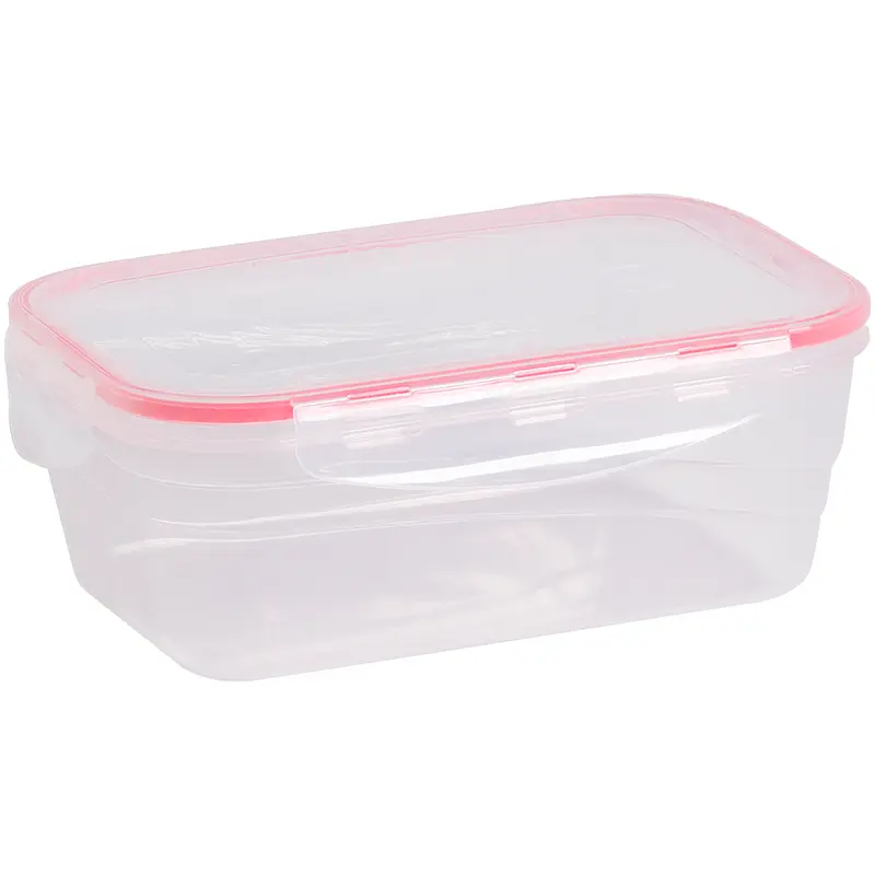 POTE DE PLASTICO RETANGULAR COM TAMPA HERMETICA E TRAVA VERMELHO 1500ML 22X15,5X7,5CM