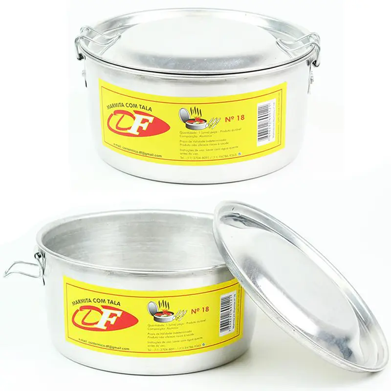 MARMITA DE ALUMINIO REDONDA COM TAMPA + TRAVA Nº18 7X18CM DE Ø
