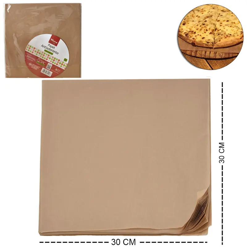 FORMA DE PAPEL QUADRADA DESCARTAVEL ANTIADERENTE PARA FORNO 50 PECAS 30CM