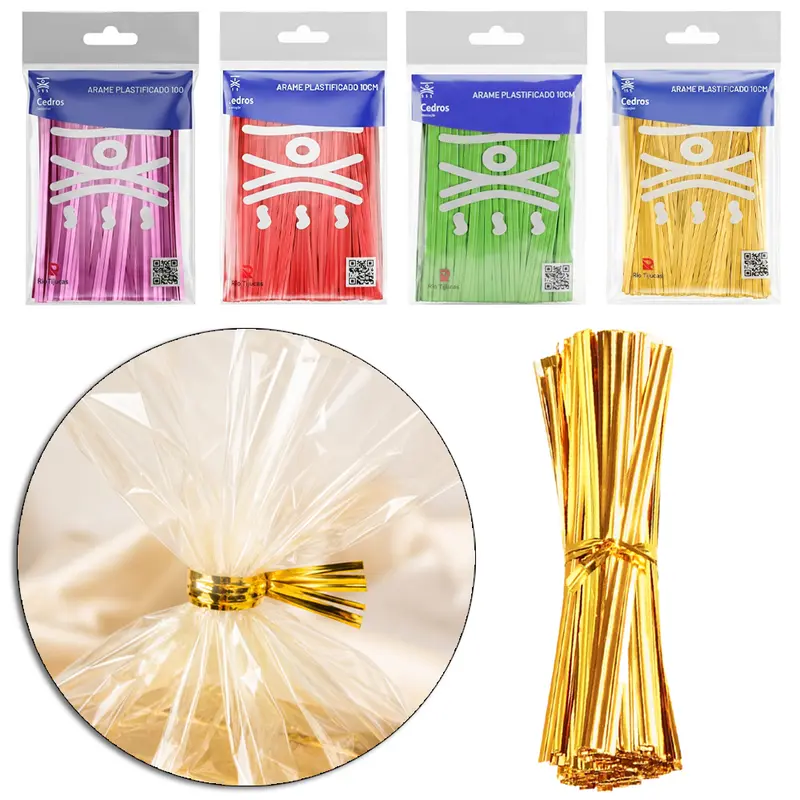 ARAME PLASTIFICADO PARA AMARRAR LACO COLORS COM 600 PECAS 10CM